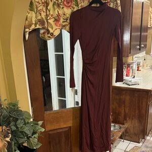 Commense Deep Red Long Sleeve Dress